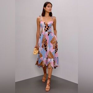 EUC Hutch Satin Tie Strap Midi Dress High Low Sz 8 Med M $297 Boho Flattering